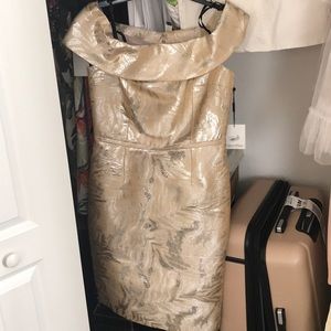 Calvin Klein gold/cream cocktail dress NWT